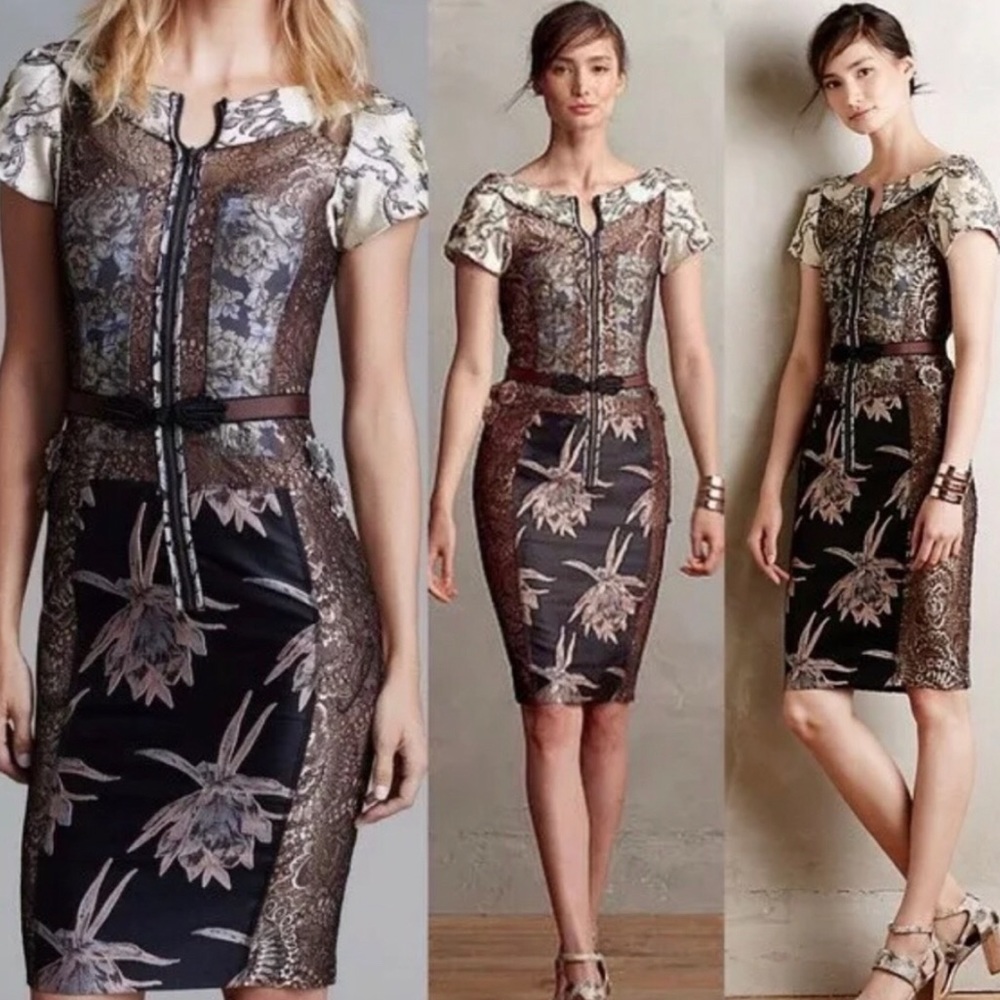 Beguile by Byron Lars Brocade Sheath Dress size 6